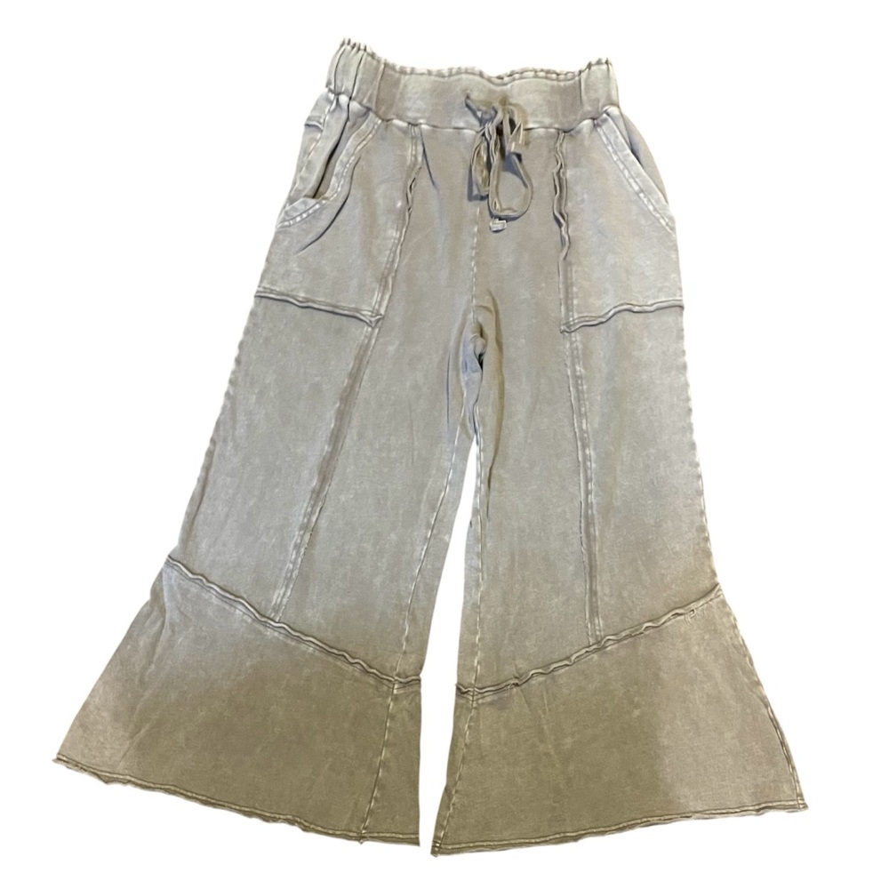 Easel Mineral Wash Mushroom Palazzo Pants S - Picture 5 of 16